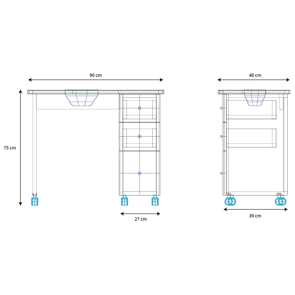 TAVOLO RICOSTRUZIONE UNGHIE CON ASPIRATORE PER ESTETISTE E CENTRI ESTETICI - immagine 5