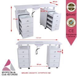 tavolo manicure professionale con aspiratore estetista centro estetico cassettiera cassetti