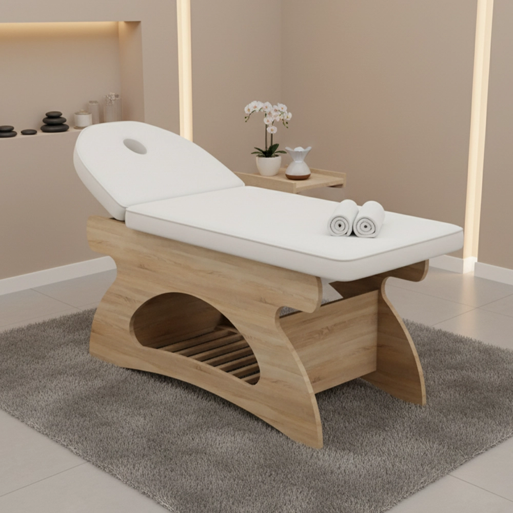 lettino da massaggio in legno elegant con ripiano mensola da massaggio estetista centro estetico