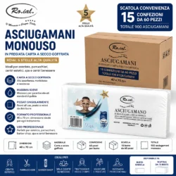 Asciugamani Monouso Roial 40 x 70 cm Scatola da 15 Confezioni da 60 Pezzi per Estetiste, Parrucchieri e Centri Estetici