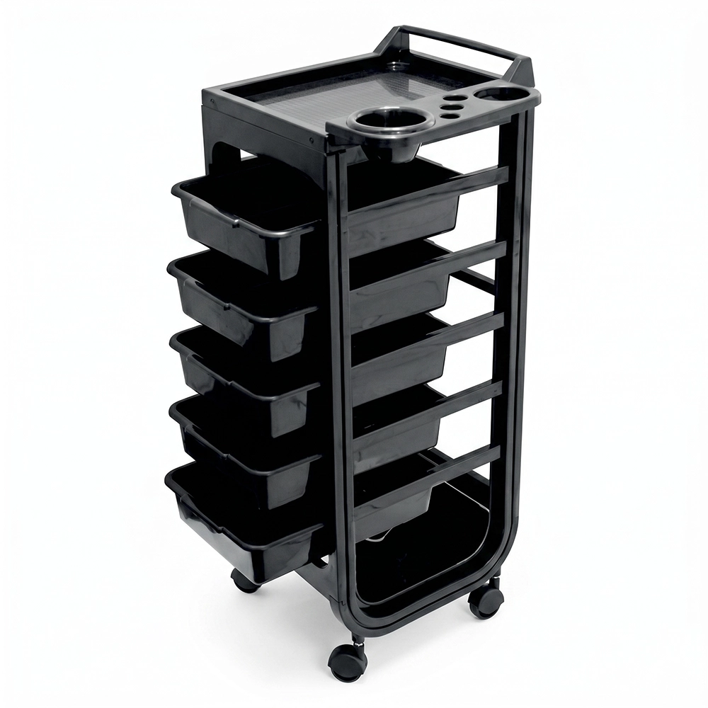 carrello da parrucchiere 5 ripiani con ruote