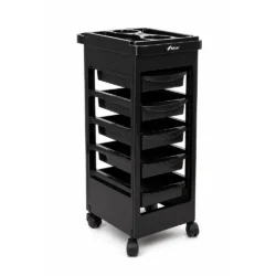 carrello per parrucchiere nero 5 cassetti e ruote