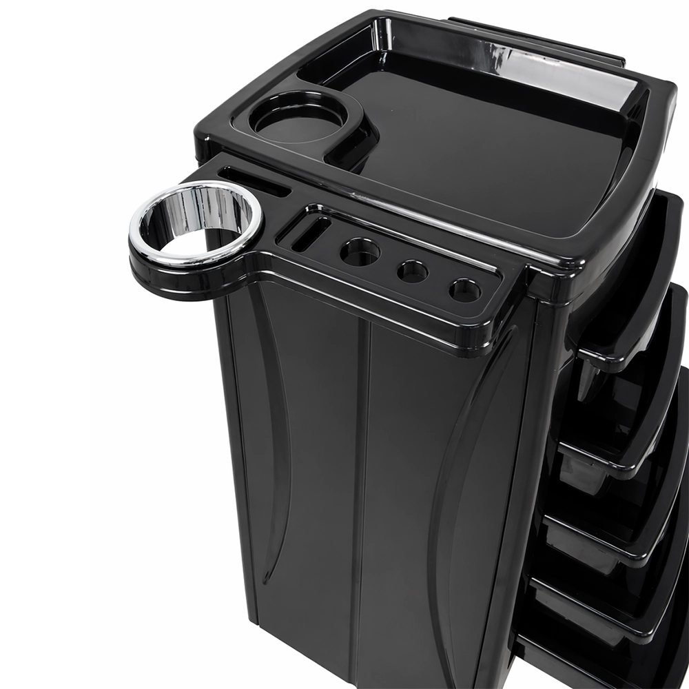 Carrello da Parrucchiere Styling Professionale Nero Lucido con 5 Cassetti - immagine 2