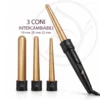 ferro per capelli con coni intercambiabili wave gold melcap