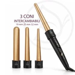 ferro per capelli con coni intercambiabili wave gold melcap