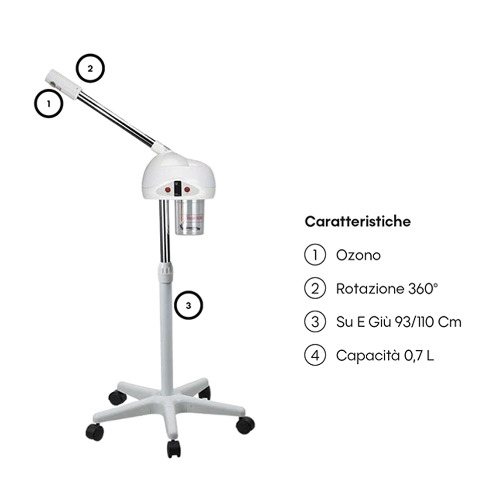 Vaporizzatore ozono con stativo per trattamenti pulizia viso estetista estetica Weelko - immagine 2