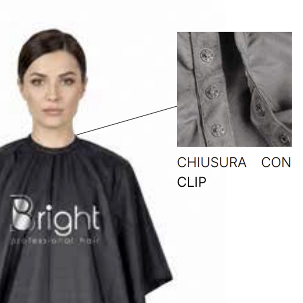 mantella da parrucchiere in nylon con chiusura a clip