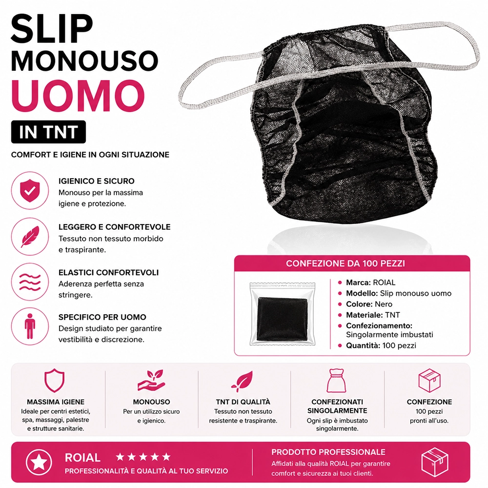 100 slip nero monouso tnt roial uomo donna centro estetico massaggi spa