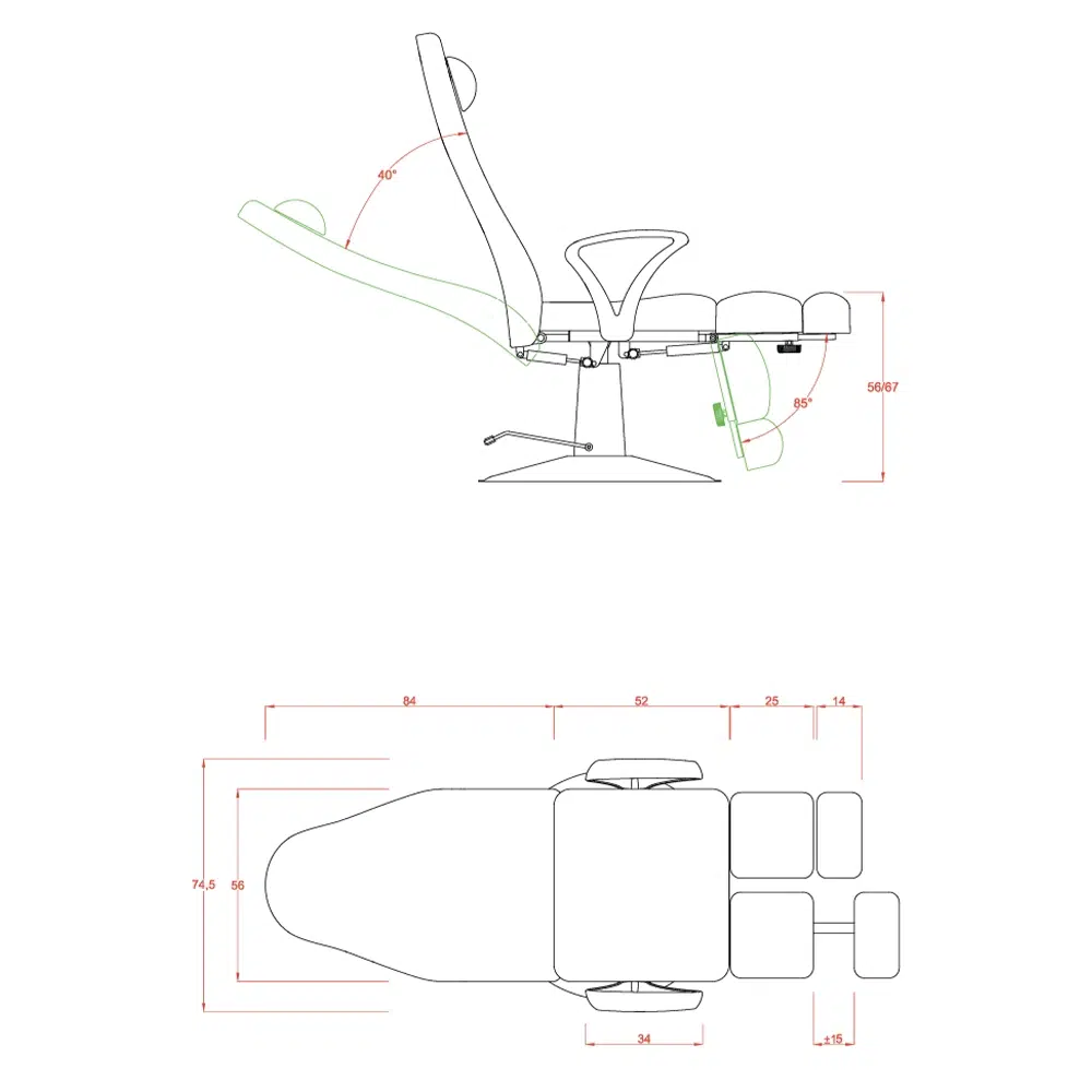 POLTRONA PER PODOLOGIA CON GAMBALI SEPARATI PER ESTETISTA WEELKO SOL 2231A - immagine 4