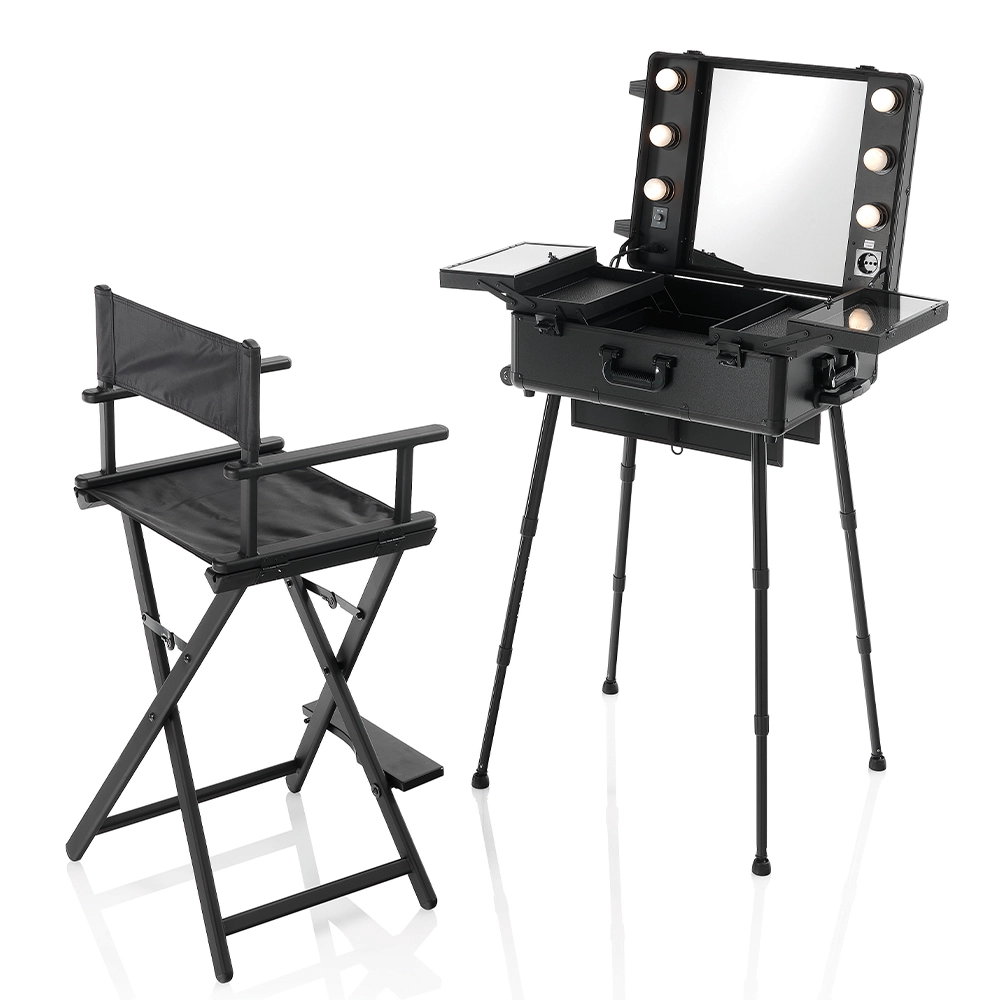 Postazione Make-Up Valigia Trolley Professionale con Luci e Specchio XaniPro - immagine 5