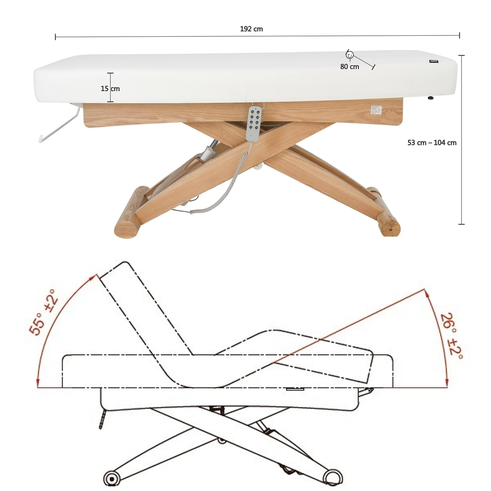 Lettino elettrico da massaggio professionale CYX+ Weelko 3 motori con finiture in legno naturale - immagine 3