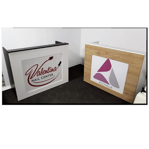 BANCO CASSA RECEPTION PER BARBIERE PARRUCCHIERE CENTRO ESTETICO SPA  ITALIANO CON LOGO E ILLUMINAZIONE LED - immagine 3