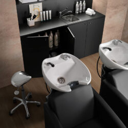 LAVATESTA PER PARRUCCHIERE POLTRONA VASCA BASCULANTE IN CERAMICA PER SALONE CAPELLI ELEGANCE - immagine 9