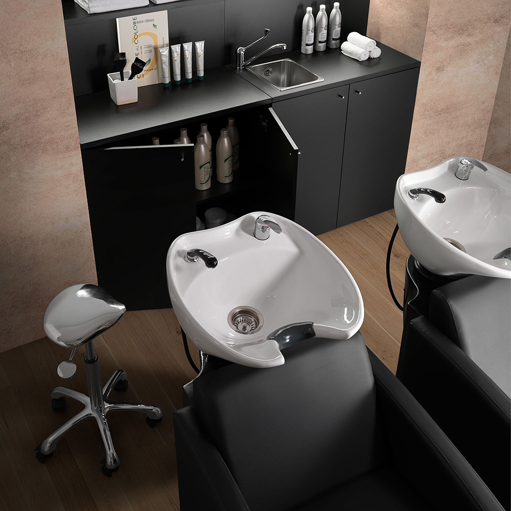 LAVATESTA PER PARRUCCHIERE POLTRONA VASCA BASCULANTE IN CERAMICA PER SALONE CAPELLI ELEGANCE - immagine 9