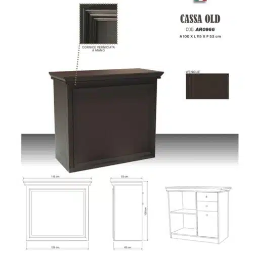 Banco Cassa Reception vintage in legno Wengè per barber shop barberia barbiere parrucchiere - immagine 3