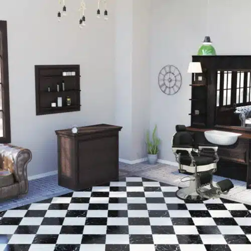 Banco Cassa Reception vintage in legno Wengè per barber shop barberia barbiere parrucchiere - immagine 2
