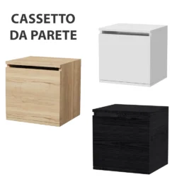 Cassetto in legno da parete sospeso per centro estetico e parrucchiere