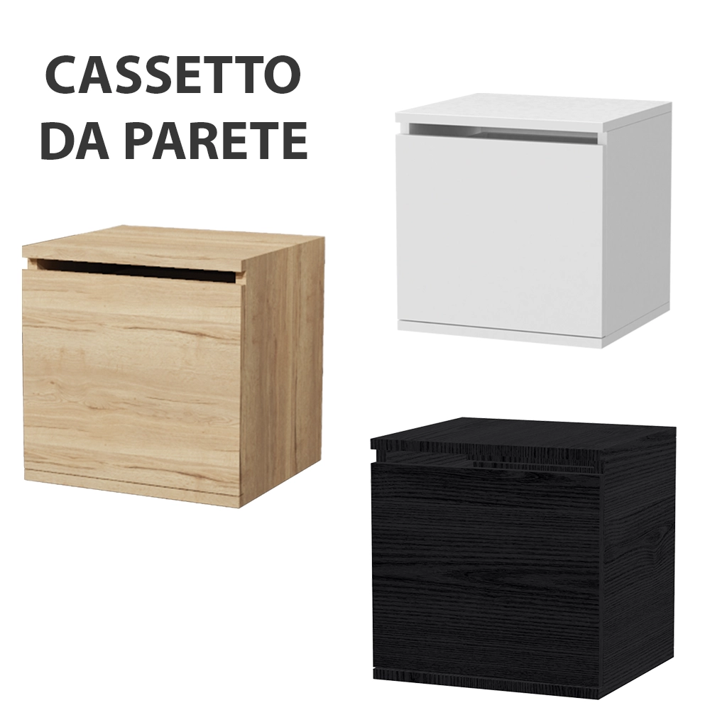 Cassetto in legno da parete sospeso per centro estetico e parrucchiere