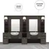POSTAZIONE DOPPIA DA BARBIERE VINTAGE WENGE' BARBER SHOP COMPLETA