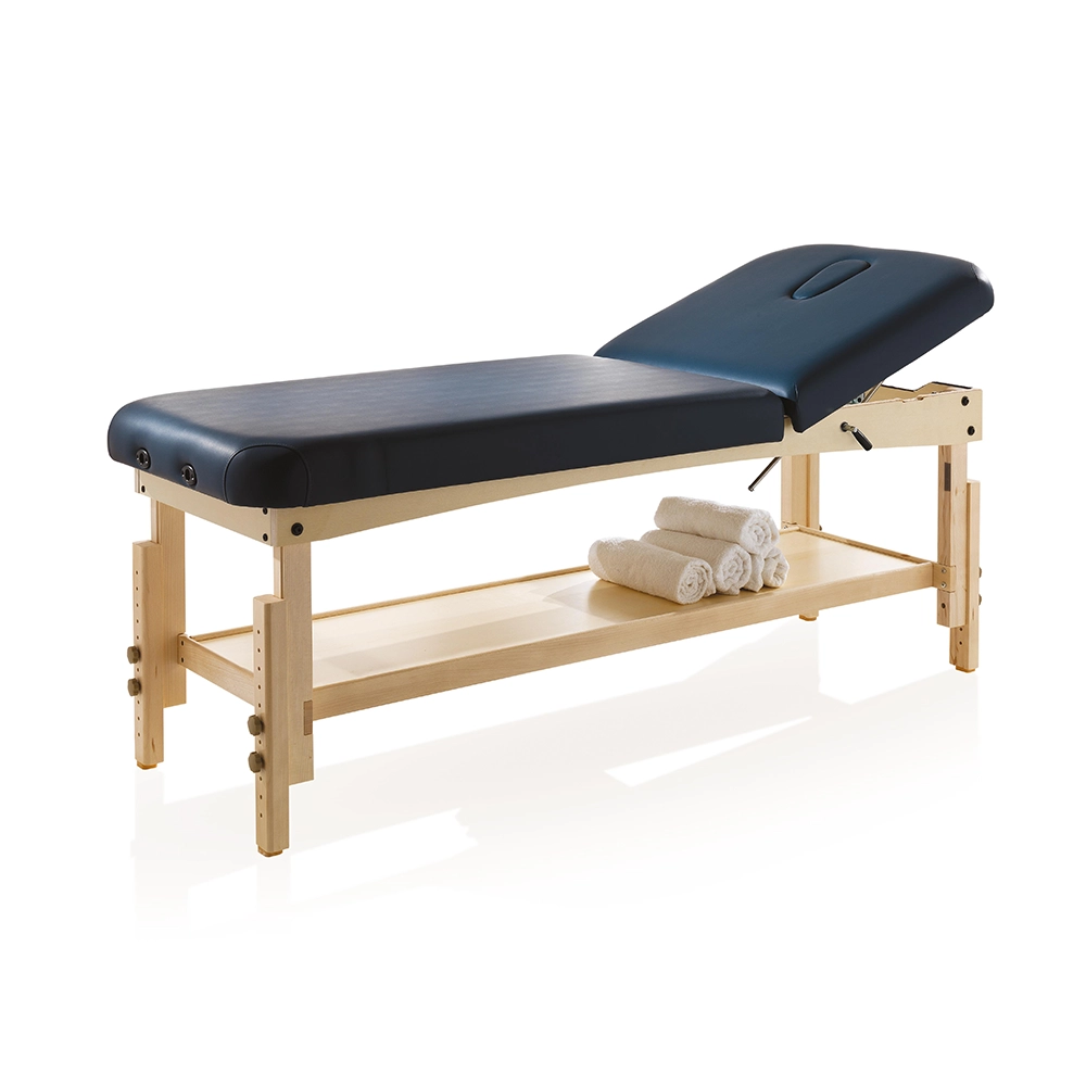 Lettino da massaggio in legno regolabile in altezza per estetista spa centro estetico foro viso porta rotolo - immagine 3