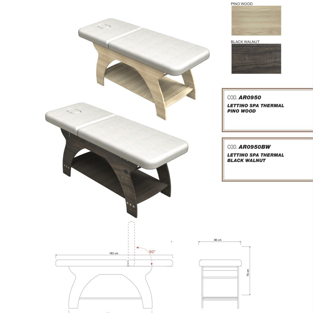 LETTINO IN LEGNO DA MASSAGGIO CON RIPIANO PER MASSAGGIATORE ESTETISTA SPA CENTRO ESTETICO THERMAL - immagine 2
