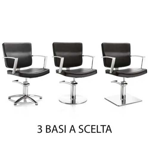 Poltrona da parrucchiere con pedale pistone a gas hair alpha nera