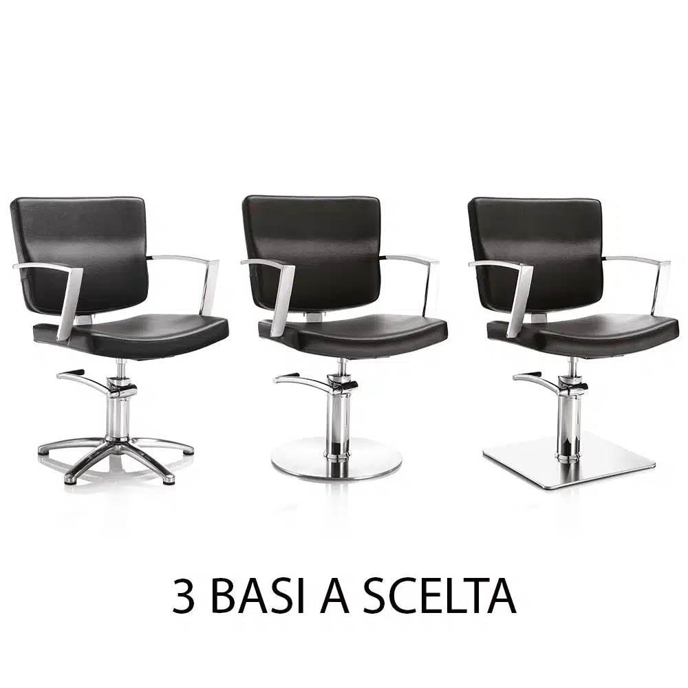 Poltrona da parrucchiere con pedale pistone a gas hair alpha nera