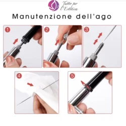 Aerografo Professionale per Nail Art Rosa con Compressore per Nail art e MakeUp - immagine 3