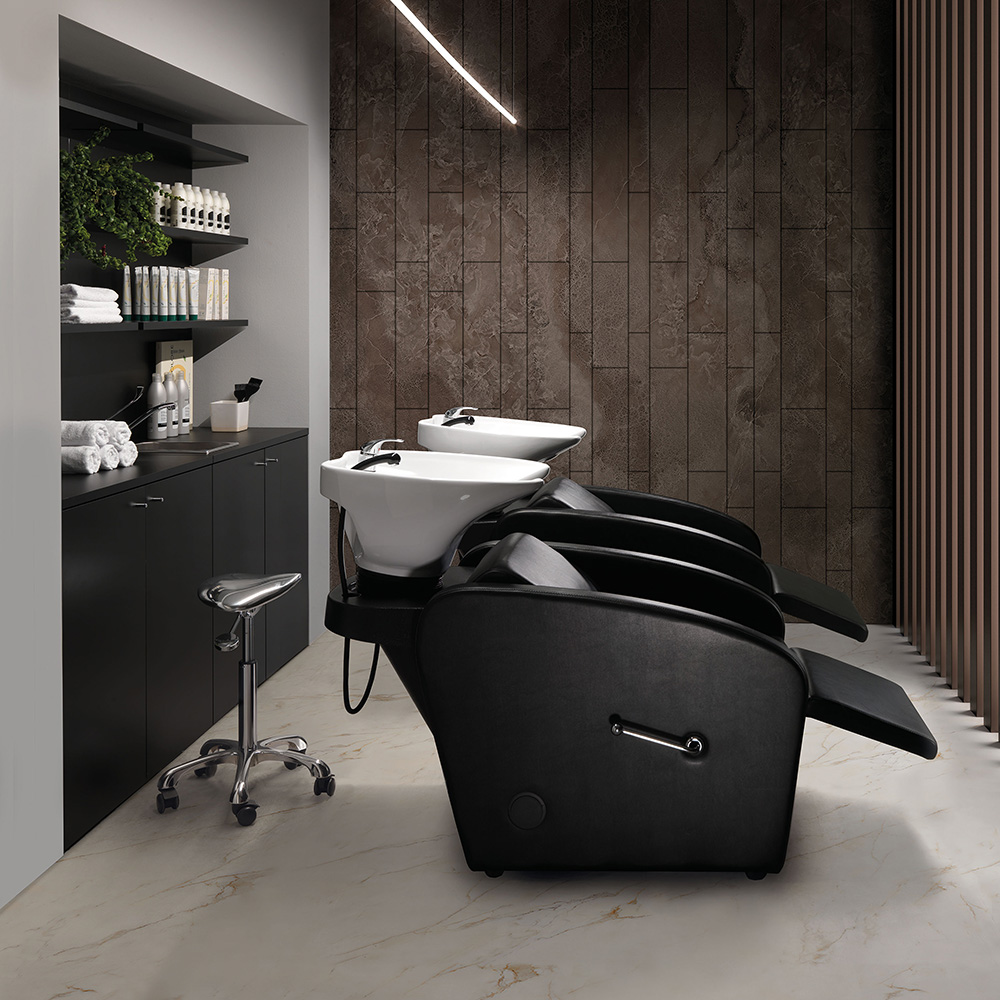 Lavatesta Parrucchiere Class Confort XaniPro con Poggiapiedi e Ceramica Bianca - immagine 9