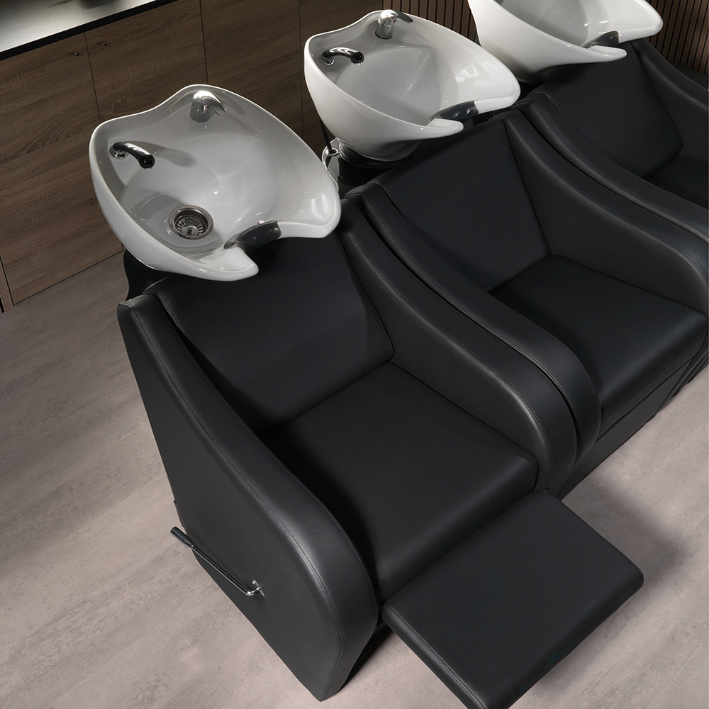 Lavatesta Parrucchiere Omega Plus XaniPro con Poggiapiedi e Ceramica Bianca - immagine 4
