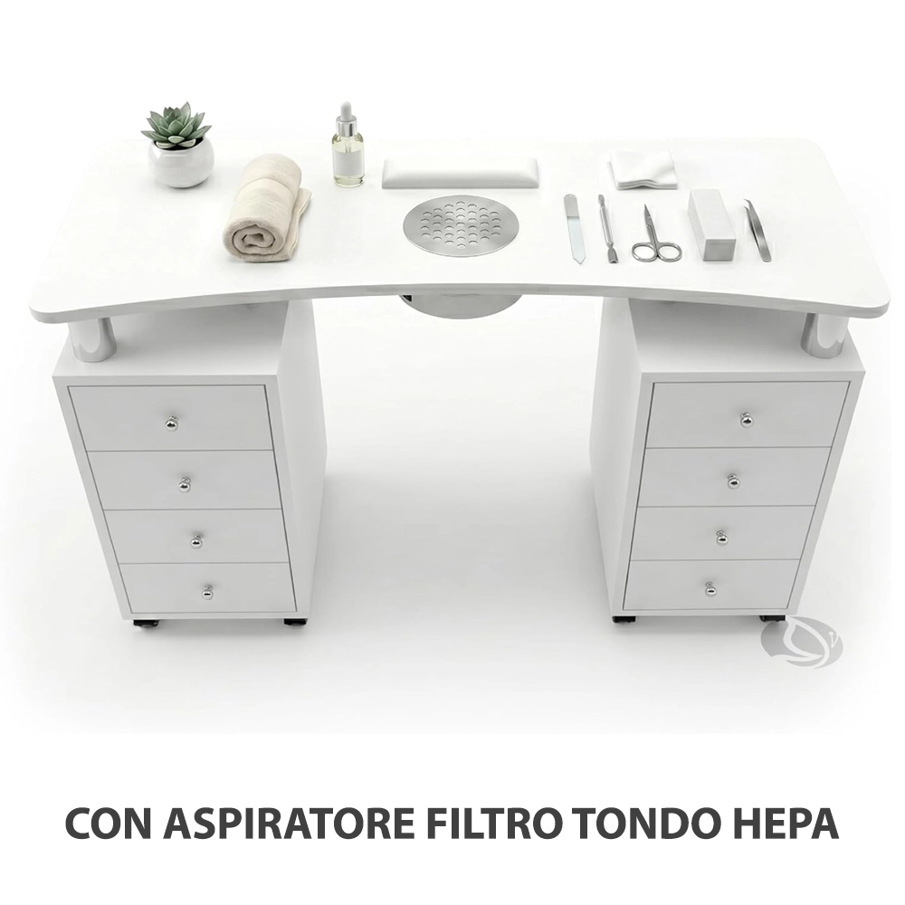 TAVOLO MANICURE CON ASPIRATORE FILTRO TONDO HEPA PER ESTETISTA CENTRO ESTETICO