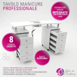 TAVOLO MANICURE CON ASPIRATORE PER ESTETISTA TONDO HEPA