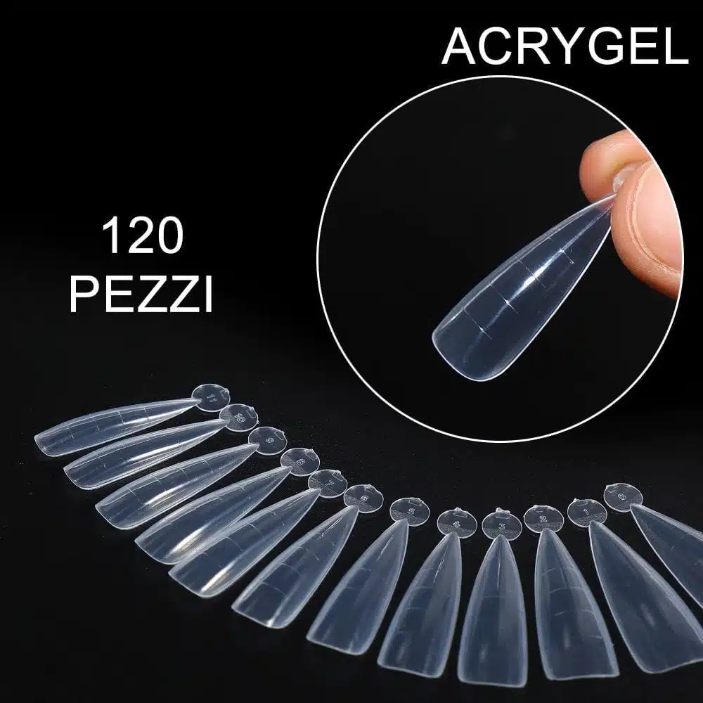 120 PUNTE PER ACRYGEL - FORMA A MANDORLA PUNTA STRETTA
