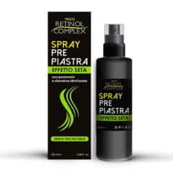 Spray Pre Piastra Effetto seta con pantenolo e cheratina idrolizzata senza risciacquo- Retinol complex