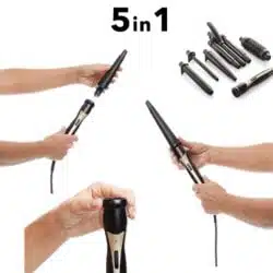 Set Arricciacapelli professionale PIASTRA PER CAPELLI 5in1 ceramica tourmalina AIR COMBO PRO STYLING - immagine 3