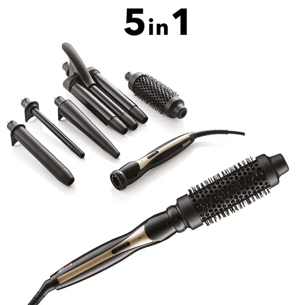 Set Arricciacapelli professionale PIASTRA PER CAPELLI 5in1 ceramica tourmalina AIR COMBO PRO STYLING