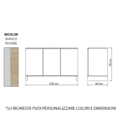 Mobile con Lavabo e Miscelatore per Centro Estetico 135 cm – 3 Ante Made in Italy - immagine 4
