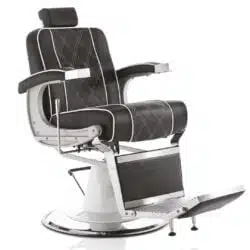 Poltrona da Barbiere nera o verde Cromata HAIR GRANADA Base Rotonda Sky Ecopelle Nera