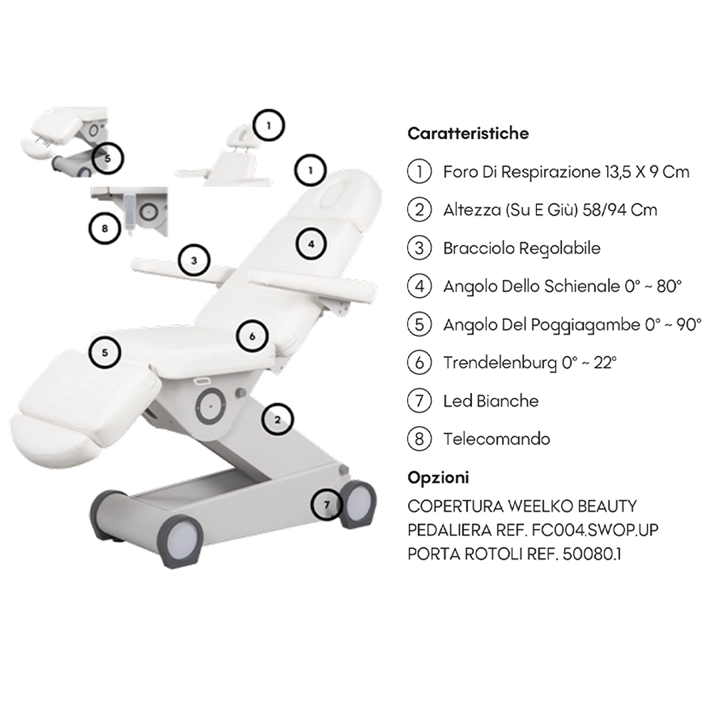 Lettino elettrico 4 motori per estetista centro estetico weelko B LIGHT 502 - immagine 8