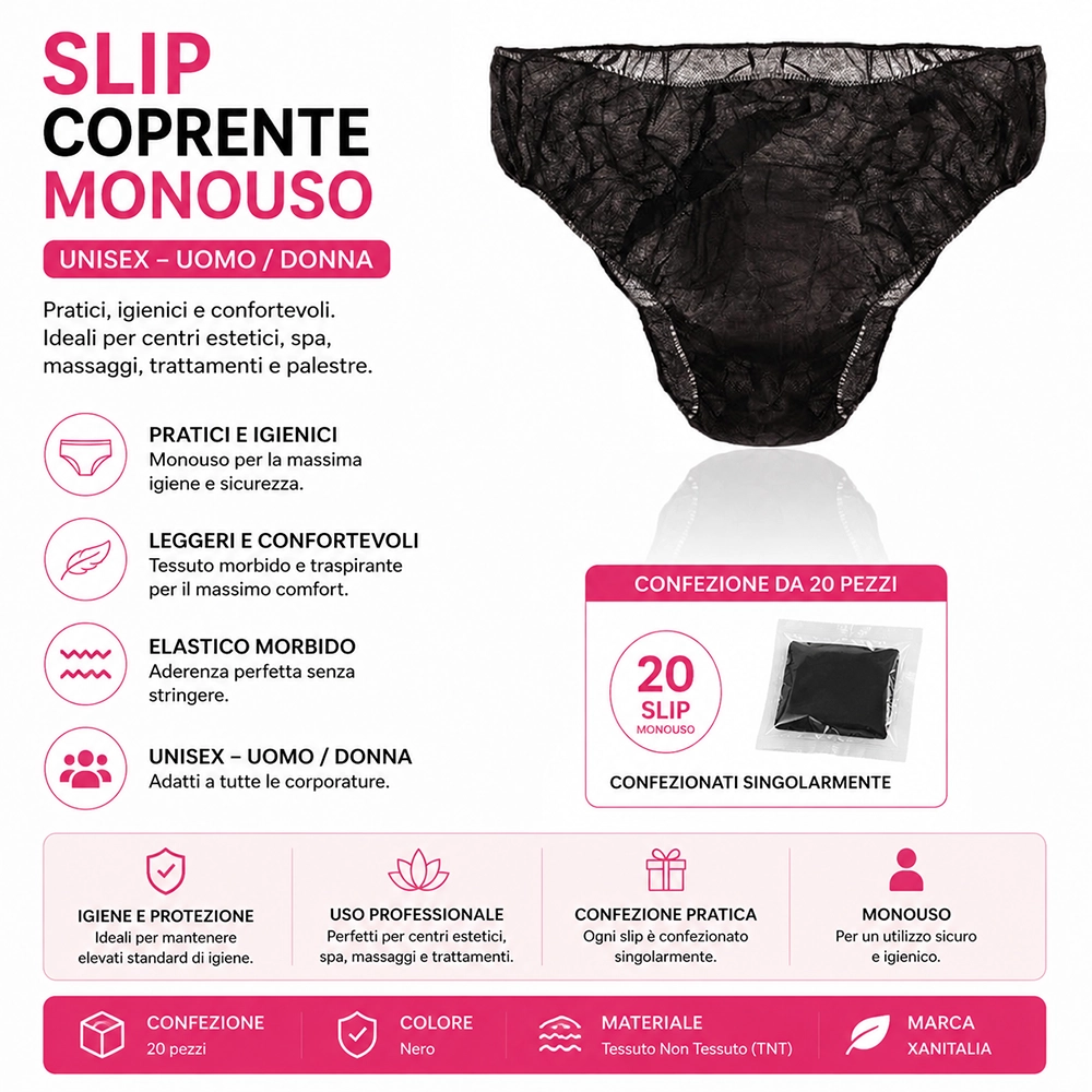 slip nero monouso tnt unisex uomo donna xanitalia