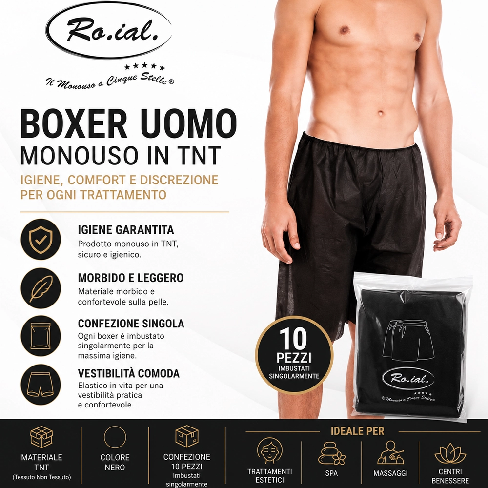 boxer uomo tnt monouso roial nero