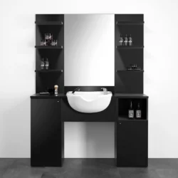 Alternative view of POSTAZIONE MOBILE DA BARBIERE BARBER 1 NERO & OAK XANITALIA