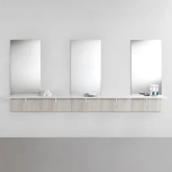 Postazione Tripla Mobile da Parrucchiere con cassetti riepiani Specchiera Componibile - immagine 4