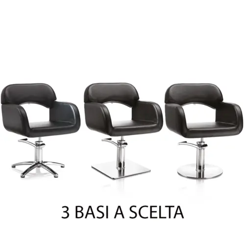 Poltrona da parrucchiere in sky ecopelle nero HAIR SAGE