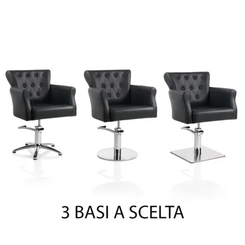 Poltrona da parrucchiere in sky ecopelle nero HAIR THRONE