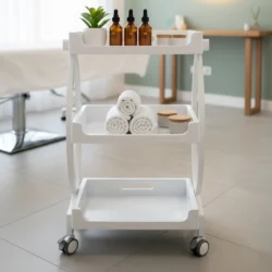 carrello bianco per estetista 3 ripiani bianco lucido