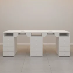 tavolo manicure doppia postazioneaspiratore per estetista professionale cassettiere italiano