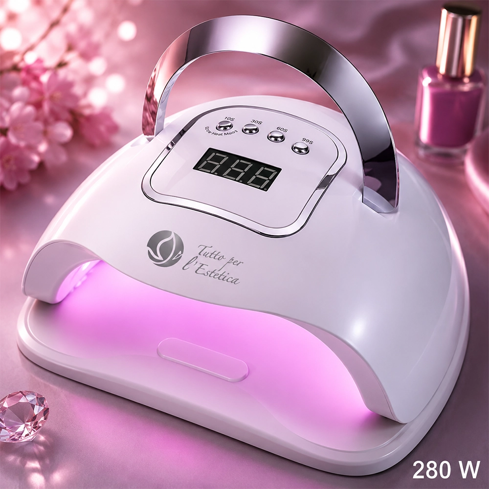 Lampada UV LED 280W Tuttoperlestetica per Estetista, Onicotecnica e Ricostruzione Unghie con Display Digitale e Luce Rosa - immagine 3