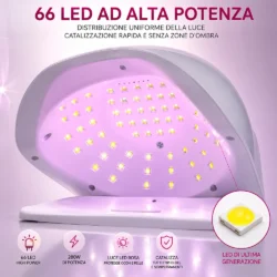 Lampada MANICURE CON LED LUCE ROSA 280W Tuttoperlestetica per Estetista, Onicotecnica e Ricostruzione Unghie con Display Digitale e Luce Rosa