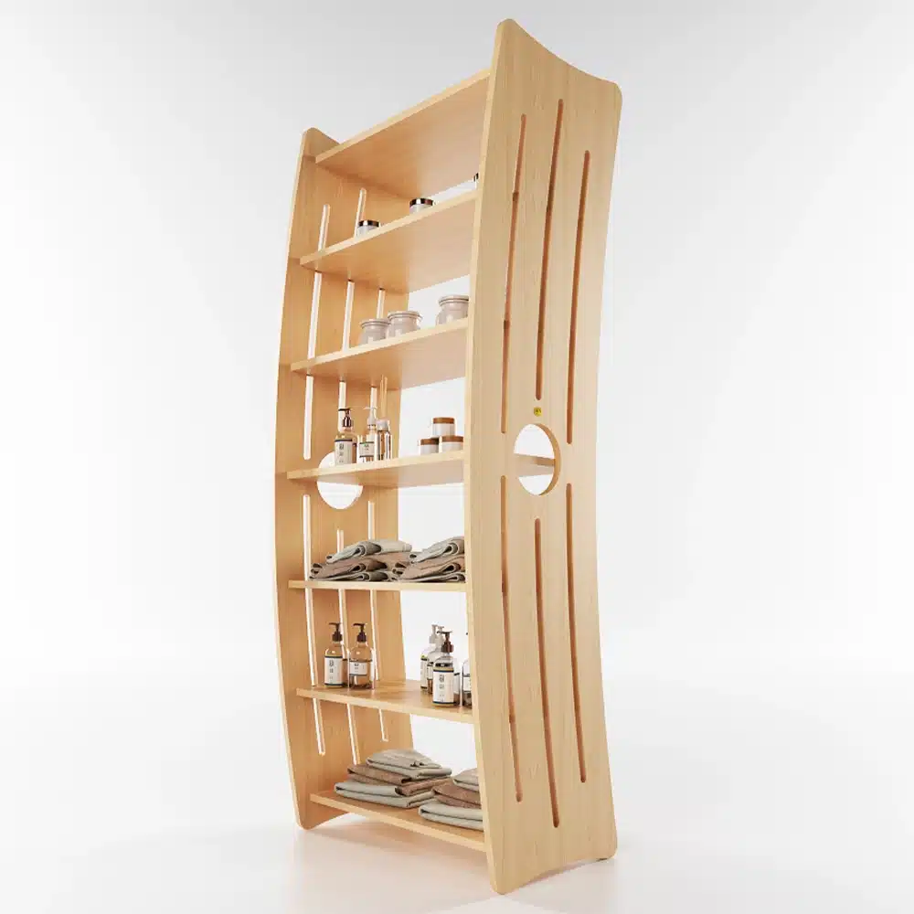 Espositore per prodotti per centro estetico in legno massello di betulla - immagine 4